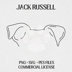 Jack Russell Dog Ear Outline SVG, PNG, PES Digital Download For Cricut and Silhouette, Brother Embroidery Machines, Commercial License