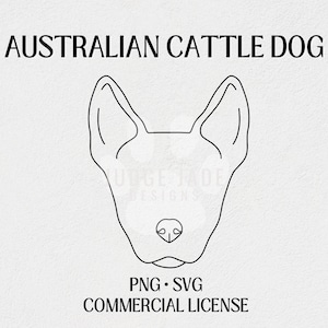 Australischer Rinder Hund Gesicht Umriss Zeichnung SVG, PNG digitaler Download | Kommerzielle Lizenz