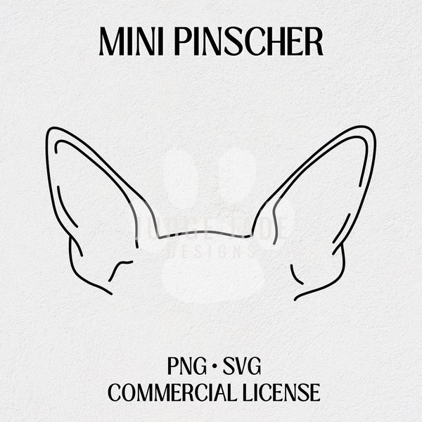 Mini Pinscher Dog Ear Outline SVG, PNG Digital Download For Cricut and Silhouette | Commercial License