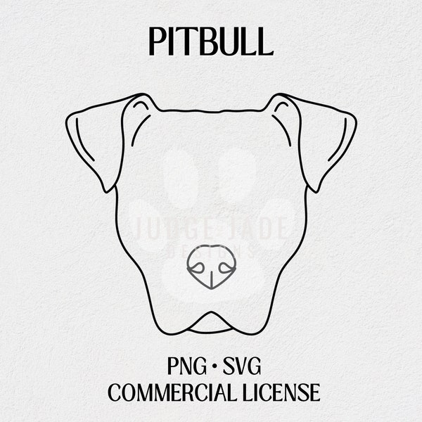 Pitbull Face Outline Drawing SVG, PNG Digital Download, Dog Face Svg
