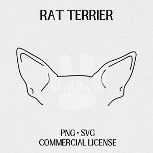 Rat Terrier Dog Ear Outline SVG, PNG Digital Download For Cricut and Silhouette with Commercial License