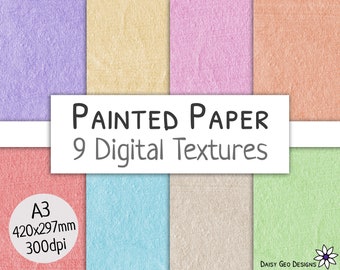 Painted Linen Paper Texture, A3 Digital, 300dpi, Scrapbook printable, Pastel colourful bundle, Paint background, Commercial use, Download