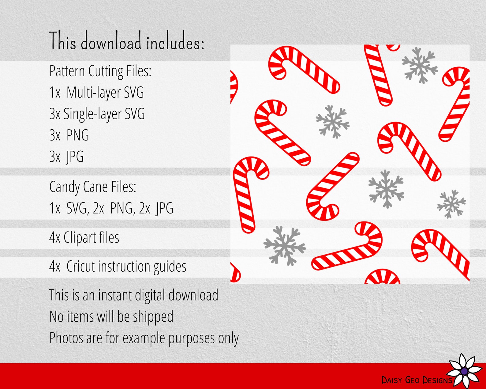 Candy Cane Pattern SVG, Seamless Repeat, Cricut Silhouette Cut File ...