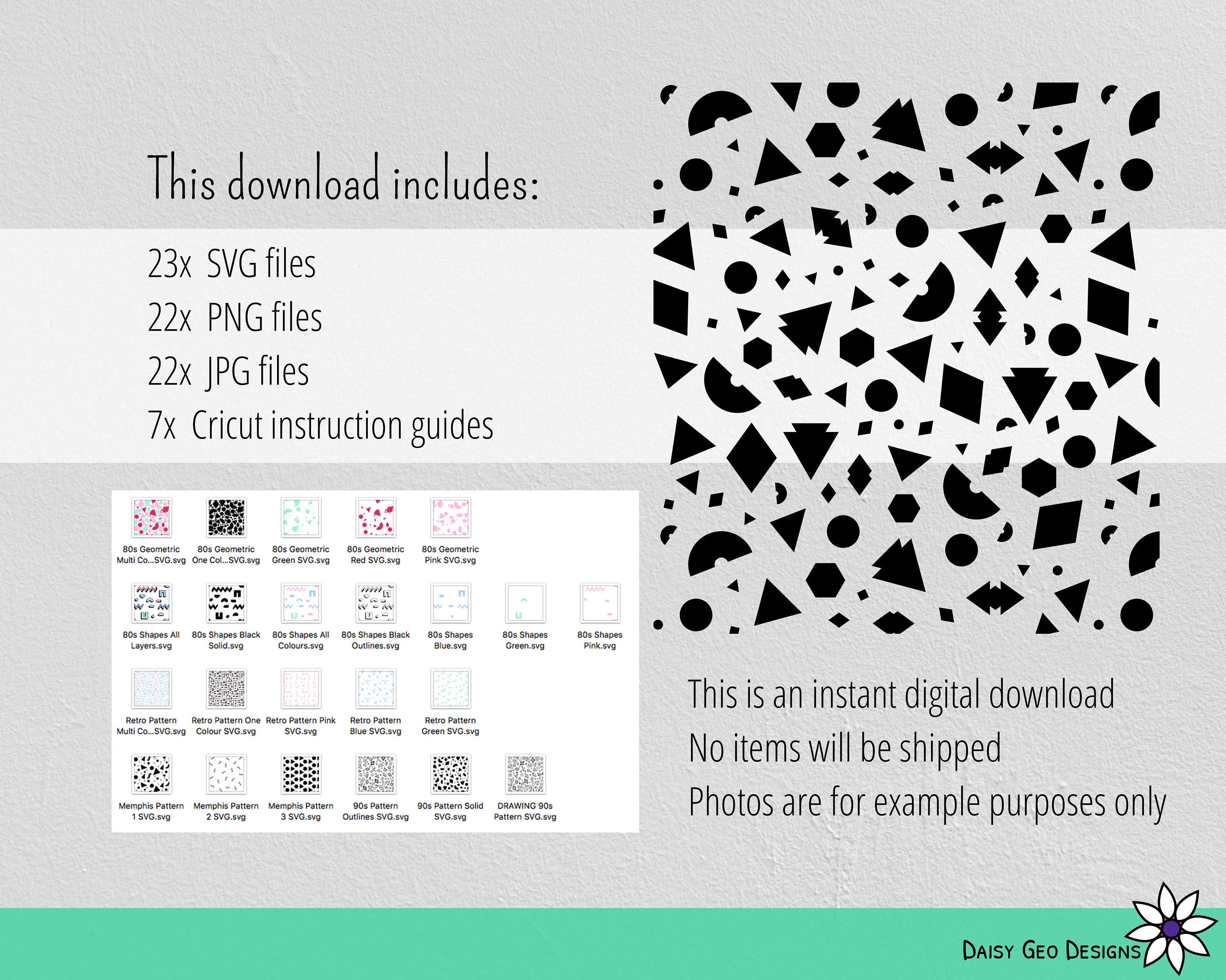 90s Retro SVG BUNDLE, Seamless Geometric Pattern for Cricut and ...