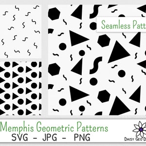 Memphis Geometric SVG Bezszwowy wzór dla Cricut i Silhouette, konfetti imprezowe z lat 90., kontury cięcia, wektor z lat 80., użycie komercyjne Pobierz