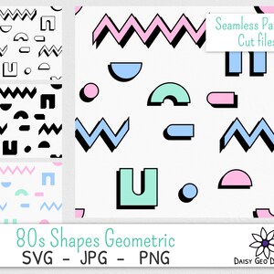 80s Shapes Geometric SVG, Seamless pattern for Cricut and Silhouette, 90s party confetti, Memphis vector cutting, Commercial use Download
