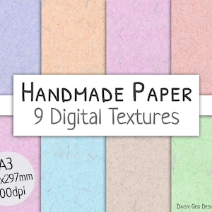 Handmade Paper Texture, A3 Digital, Scrapbook printable, Pastel colourful bundle, Background, Commercial use, Download, High Resolution