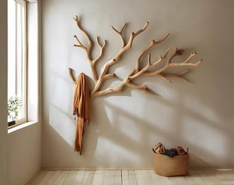 Custom Wood Coat Rack Driftwood Hanging Clothes Rack Wall Mount Rack For EntryWay Unique Hooks Custom Decor Housewarming Gift