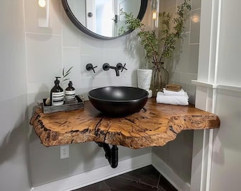 Custome live edge floating shelf floating bathroom vanity wood floating vanity vanity top bathroom wood shelves decoration for home