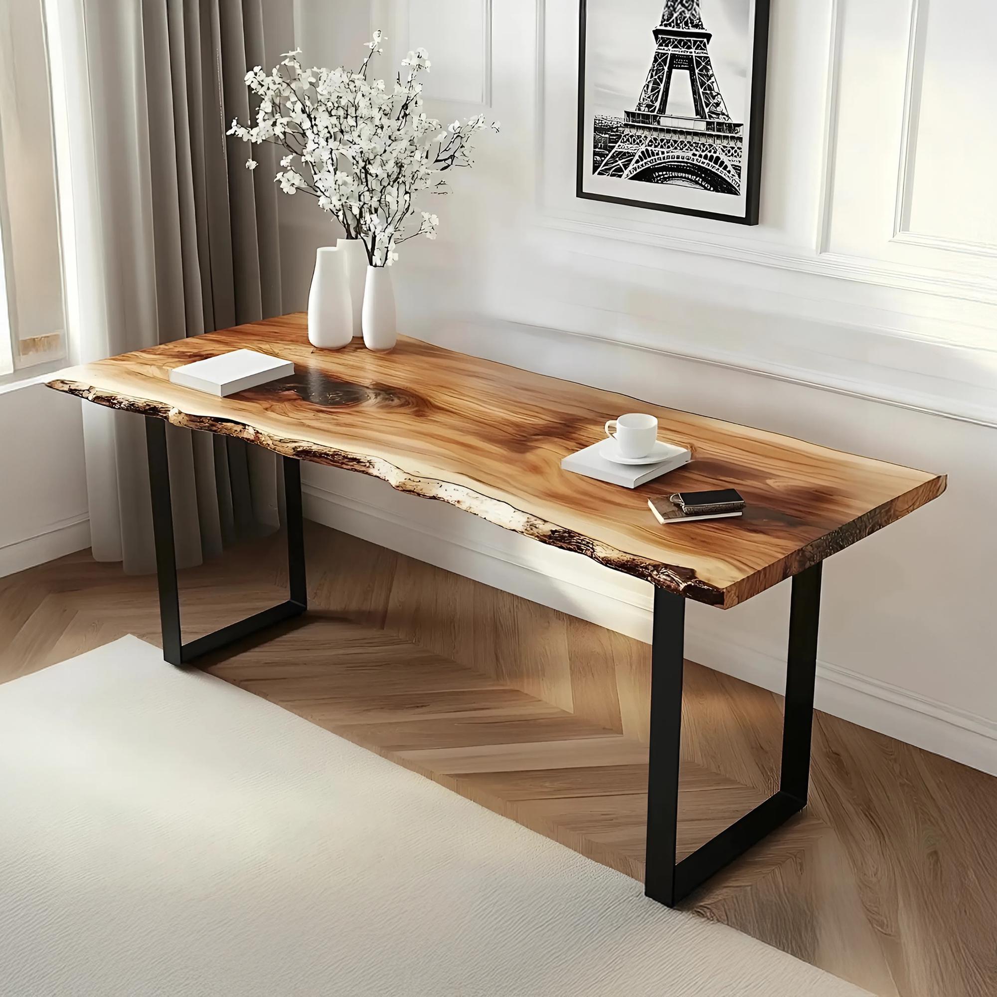 Custom Solid Wood Live Edge Desk Standing Table Legs Handmade Office Desk Study Table Natural Wood Decor Living Room Gift for Mom