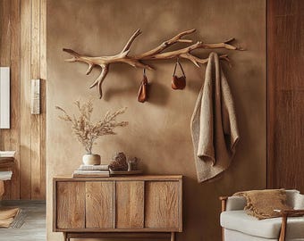 Wood Tree Branch Coat Rack Wall Mounted Shelf Hanging Clothes With Unique Hooks Home Decor For Living Room Housewarming Gift Towel Hook