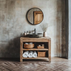 Bathroom rustic vanity tamarind wood solid bathroom vanity live edge farmhouse wooden bathroom cabinet bathroom decor