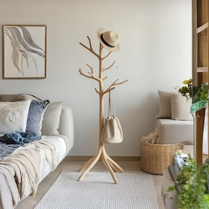 Custom Coat Rack Wooden Standing Coat Rack Driftwood Hanging Clothes Rack Tree Branch Hooks Bedroom Decor Home Gift Farmhouse