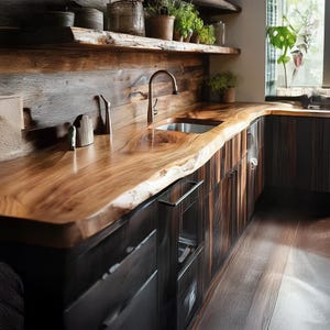 Solid Wood Countertop Farmhouse Kitchen Island Top Rustic Bar Height Table Surface Counter Height Kitchen Table Top Kitchen Decor