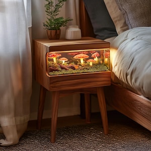 Customizable Lamp Handmade Wooden Night Light Mushroom Fairy Tale Table Lamp Rustic Home Lighting Unique Bedside Birthday Gift Decor Bedroom