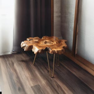 Live Edge Coffee Table Handmade Solid Wood Round Table Rustic Natural Wood Accent Table Legs Unique Wooden Farmhouse Decor Gift