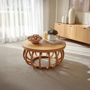 Rustic Live Edge Coffee Table Artisan Standing Round Handmade Solid Wood Round Table Farmhouse Furniture Unique Wood Decor Home Gift for Dad