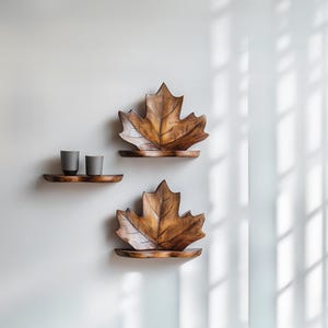 Handmade Shelf Boho Leaf Wall Shelf Hanging Plant Floating Wall Art Display Shelf Nature-Inspired Wall  Decor Home Gift for Her