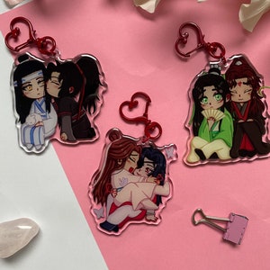 Leuke dubbelzijdige Transparante Epoxy Acryl Charm/Sleutelhanger Twee Jongens Danmei Chinees Paar MXTX Manhwa Hual1an Wangx1an Bingqu1