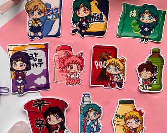 Sailor Moon Chibi Food Vinyl Stickers - Anime Manga Set