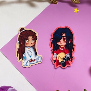Cute Two Boys Ghost King God Danmei Chinese Couple MXTX Manhwa Hual1an Heaven Chibi Matte Sticker paper Set 2x