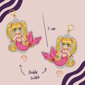 PRE-ORDER Pink Mermaid Princess Lucia Mermaid Melody Acrylic Charms with shell bead