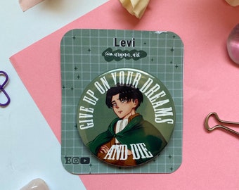 Levi Ackerman Anime Button Pin, Handmade Manga Badge