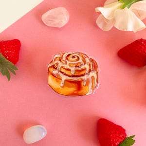 Słodkie Anime/Manga/Kreskówka Jedzenie Akryl Fantazja Cinnamon Roll Telefon Uchwyt Brokat Epoxy