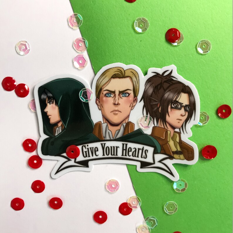Aot Give Your Hearts Vinyl Stickers Etsy