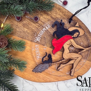 Merry Witchmas, Witchy Christmas, Pagan Christmas, Yule Decorations, Witch Tree, Winter Solstice, Yule Tree Ornament, Pagan Home Decor