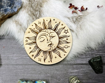 Sun and Moon Gifts, Wood Incense Holder, Witchy Incense Holder, Wooden Incense Burner, Witchy Gifts, Pagan Incense, Celestial Home Decor