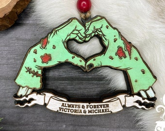 Zombie Hands, Halloween Tree Ornament, Halloween Couple Ornament, Zombie Ornament, Samhain Ornament, Creepy Halloween Decor, Halloween Gifts