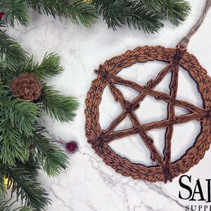 Pentacle Witchy Christmas Tree Ornament, Wiccan Christmas, Pagan Yule, Yule Ornament, Winter Solstice Ornament, Witchy Gifts, Pagan Gifts