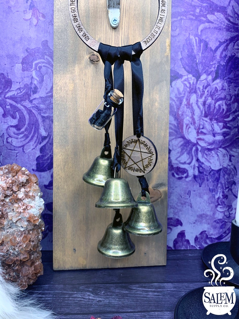 Pentacle Decor, Witch Bells for Door Protection, Witchy Decor, Pagan Home Decor, Witch Door Hanger, Witchy Gifts, Yule Gift, Wiccan Decor image 5
