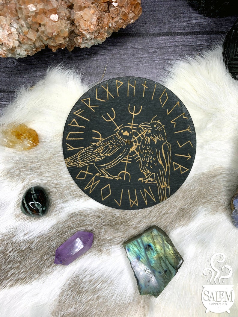 Divining Runes Elder Futhark Runes, Raven Pendulum Board, Dowsing Chart, Witchcraft ...