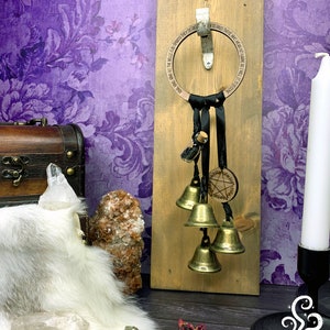 Pentacle Decor, Witch Bells for Door Protection, Witchy Decor, Pagan Home Decor, Witch Door Hanger, Witchy Gifts, Yule Gift, Wiccan Decor image 3