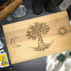 Tree of Life Altar Table, Pagan Altar Table, Witch Altar Table, Yggdrasil, Wiccan Altar Table, Tarot Board, Yuletide Gifts, Wood Altar,