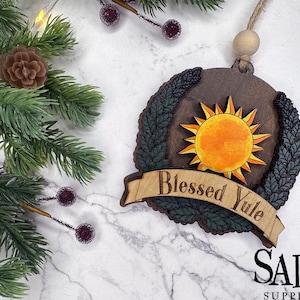 Pagan Christmas Ornaments, Winter Solstice Decor, Yule Tree Ornaments, Sun Ornament, Witchy Christmas, Yule Gifts, Blessed Yule, Wiccan Tree