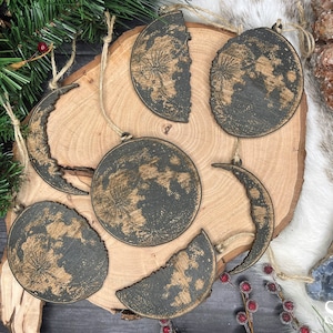 Moon Phase Christmas Ornaments, Witchy Christmas Ornaments, Wiccan Holiday, Gothic Xmas Tree, Yule Tree, Winter Solstice Gifts, Yule Gifts