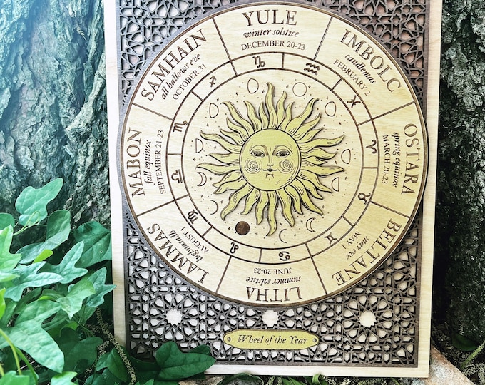 Wood Wheel of the Year Sign, Sabbat Wheel, Pagan Decoration, Witchy ...