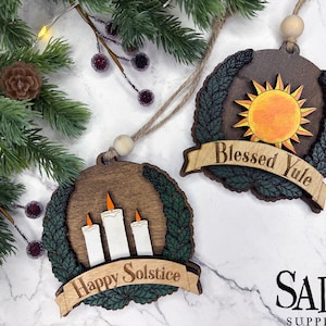 Yule Ornaments, Pagan Christmas, Witchy Christmas Ornaments, Winter Solstice Ornaments, Yule Decorations, Wooden Ornaments Handmade, Yule