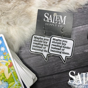 Banned Books Jewelry, Bold Earrings, Earrings With Saying, Read Banned Books Earrings, Liberal Gifts, Gifts For Liberals, Sassy Earrings