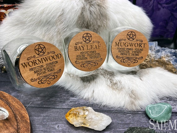 Witchcraft Herbs, Herb Bottle Label, Kitchen Witch Gift, Witch Spice Rack, Custom Jar Label, Witchy Mother, Glass Herb Jar, Herb Storage Jar
