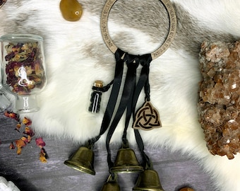 Witch Bells for Door Protection, Witchy Decor, Triquetra Decor, Pagan Home Decor, Witch Door Hanger, Witchy Gifts, Witchy Door Decor
