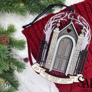 First Home Ornament Personalized, 2024 New Home Ornament, Goth Housewarming Gift, Dark Christmas Decor, Unique Couple Gift, Creepy Christmas