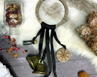 Witchy Door Decor, Witch Bells for Door Protection, Witchy Decor, Pagan Home Decor, Yule Gift, Witch Door Hanger, Witchy Gifts, Helm of Awe