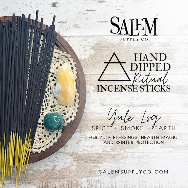 Bûche de Noël, encens d'hiver, encens de Noël, cadeau pour le solstice d'hiver, bâtons d'encens pour sorcières, idées cadeaux sorcières, encens pour rituel, Noël