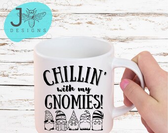 Chillin with my Gnomies, Christmas Gnomes, Holidays, Holiday Gnomes, Digital Designs, Sublimation, Digital Print, Wall Art, Digital Art