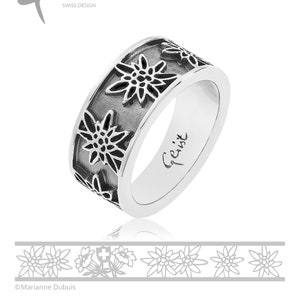 Sterling Silver Ring with Edelweiss Bouquet