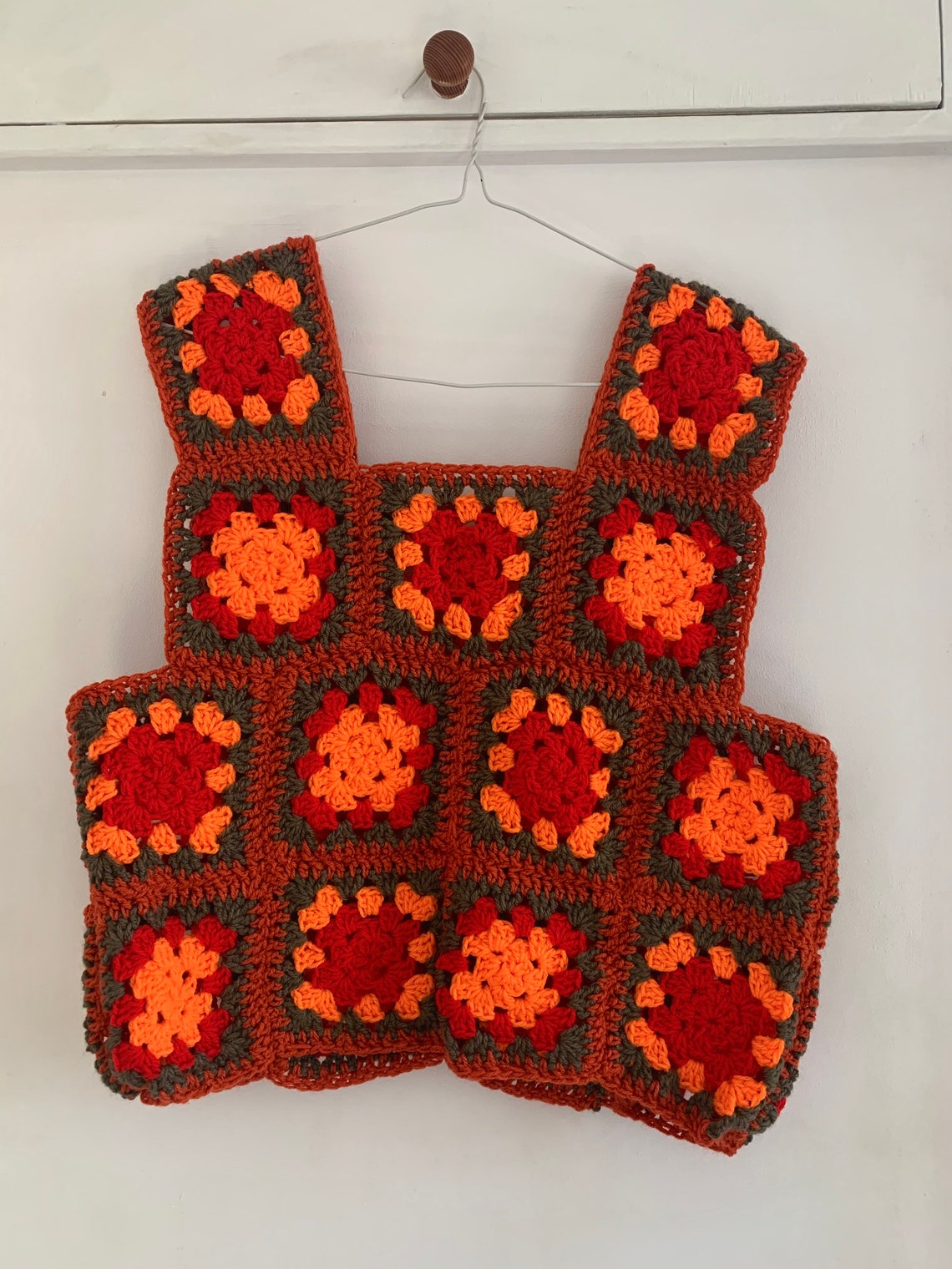 Patched crochet sweater sweater vest image 1